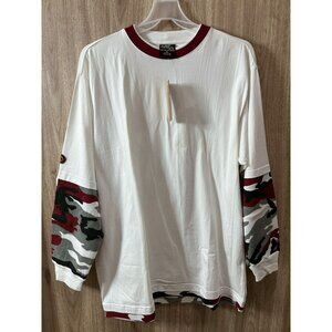 ESMX Mens XL White T w/Camo Long Sleeves Vintage NEW NOS **READ**